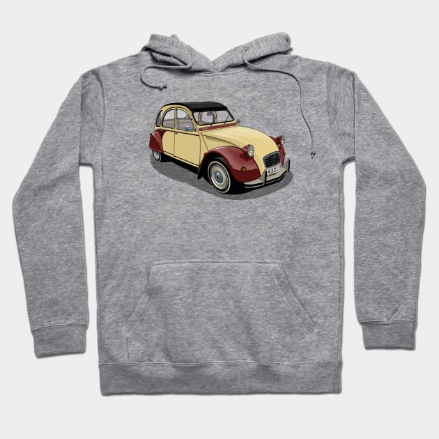 Citroen 2CV in maroon and cream Hoodie by candcretro